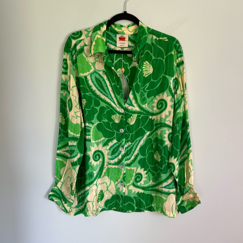 Farm Rio green floral button down